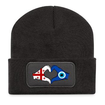 Drapeau du Georgia Nazar Mains en forme de cœur - Beanie recyclé à patch - charbon - Devant