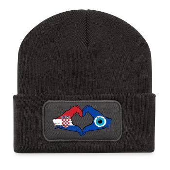 Croatia Nazar flag hands heart shape used - Recycled Patch Beanie - dark grey - Front
