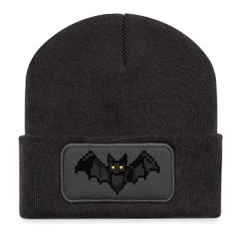 Fledermaus Pixel - Recycelte Patch Beanie - Dunkelgrau - Vorne