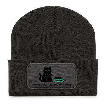 Boese Katze Schriftzug Logo - Recycelte Patch Beanie - Dunkelgrau - Vorne