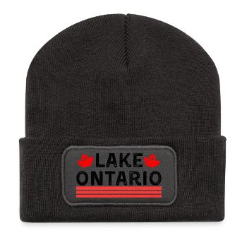 Ontariosee, Kanada - Recycelte Patch Beanie - Dunkelgrau - Vorne