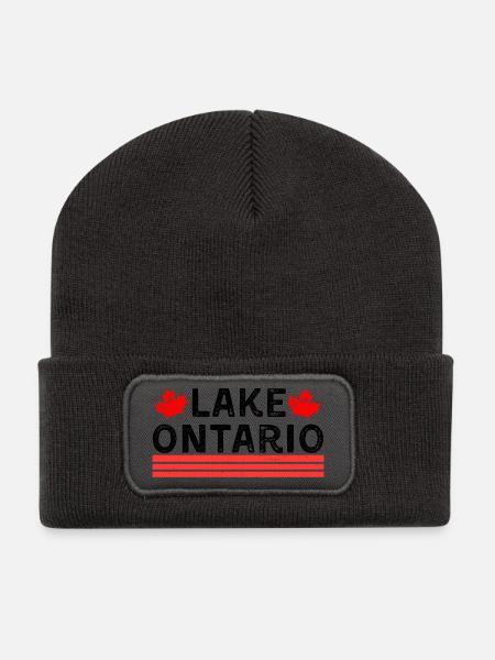 Ontariosee, Kanada - Recycelte Patch Beanie - Dunkelgrau