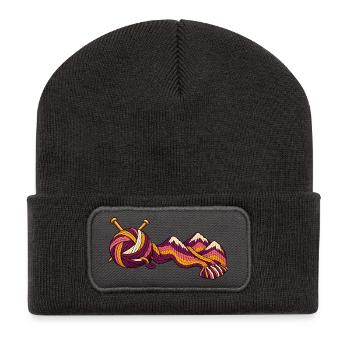 Garn wird zum Bergschal - Recycelte Patch Beanie - Dunkelgrau - Vorne