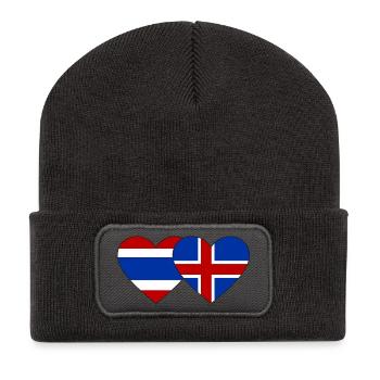 Thailand Island Flagge Herzform - Recycelte Patch Beanie - Dunkelgrau - Vorne