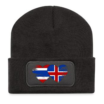 Thailand Island Flagge Herzform used - Recycelte Patch Beanie - Dunkelgrau - Vorne