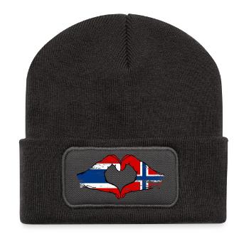 Thailand Schweden Flagge Hände Herzform used look - Recycelte Patch Beanie - Dunkelgrau - Vorne
