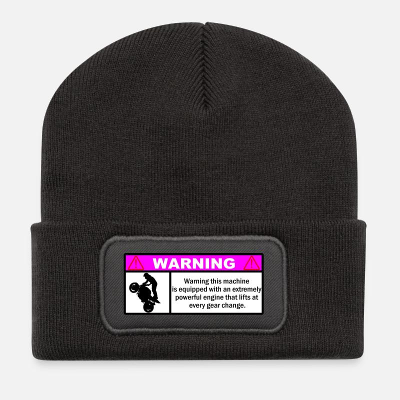 Attention  - Beanie recyclé à patch - charbon