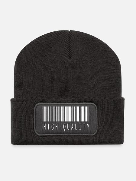HIGH QUALITY BARCODE WHITE - Recycelte Patch Beanie - Dunkelgrau