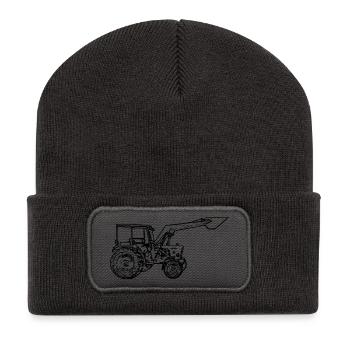 tracteur - Beanie recyclé à patch - charbon - Devant
