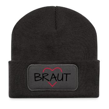 Braut Herz JunggesellinnenabschiedHochzeit - Recycelte Patch Beanie - Dunkelgrau - Vorne