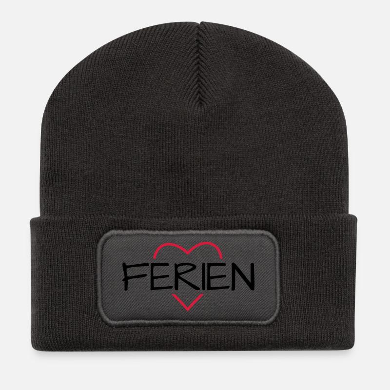 Ferien - Recycelte Patch Beanie - Dunkelgrau
