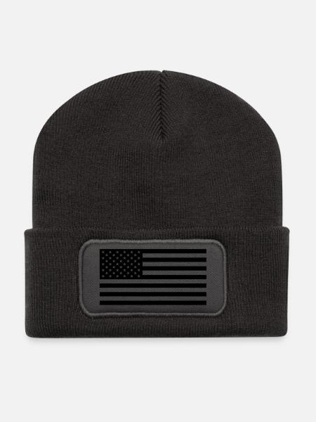 Black US flag - Recycelte Patch Beanie - Dunkelgrau