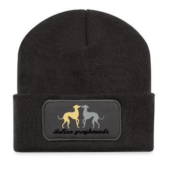 Italian Greyhound - Recycled Patch Beanie - dark grey - Front