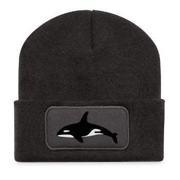 Killer whale shark Ozean - Recycelte Patch Beanie - Dunkelgrau - Vorne