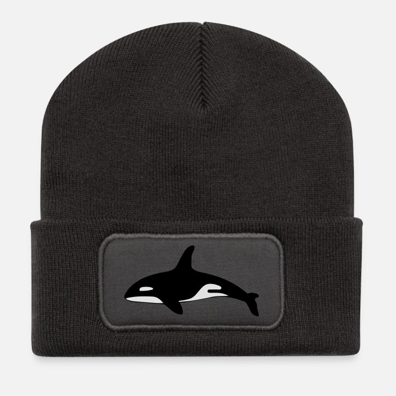Killer whale shark ocean - Recycled Patch Beanie - dark grey