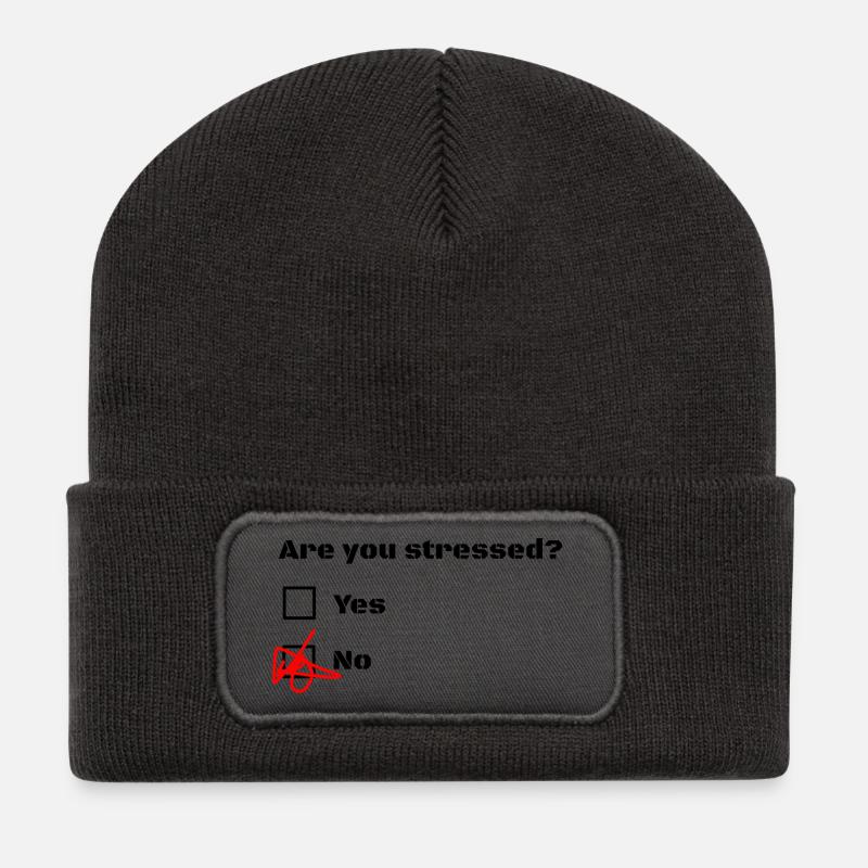 Sind Sie gestresst? Sind Sie gestresst? - Recycelte Patch Beanie - Dunkelgrau