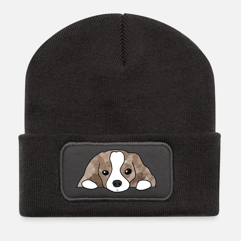 Hund - Recycelte Patch Beanie - Dunkelgrau