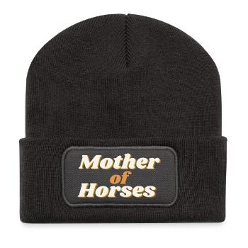 ! Mère des chevaux - Mutter von Pferden - Beanie recyclé à patch - charbon - Devant