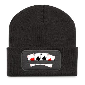 Bannière de texte à quatre as - Beanie recyclé à patch - charbon - Devant