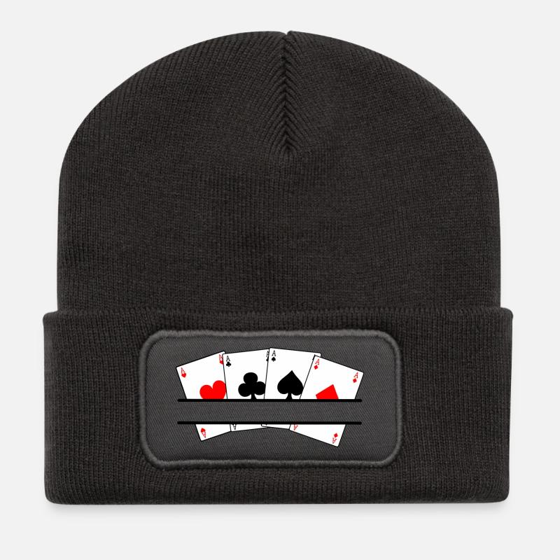 Bannière de texte à quatre as - Beanie recyclé à patch - charbon