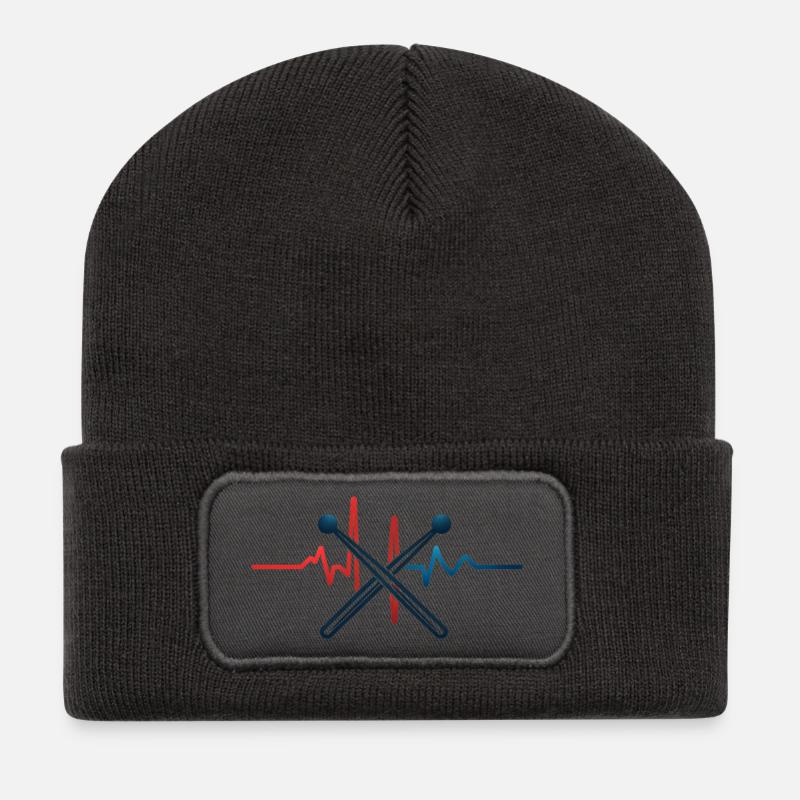 Heartbeat & Chopsticks Design T-Shirt - Recycelte Patch Beanie - Dunkelgrau