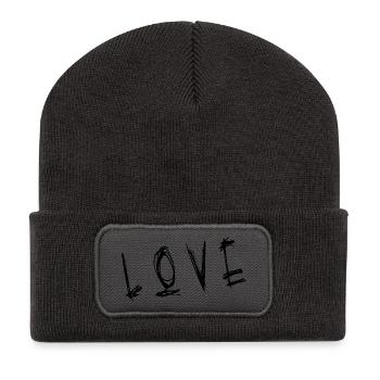 HERZ. PAAR. ICH HABE GERADE GEHEIRATET. Junggesellinnenabschied. VALENTINSTAG. - Recycelte Patch Beanie - Dunkelgrau - Vorne