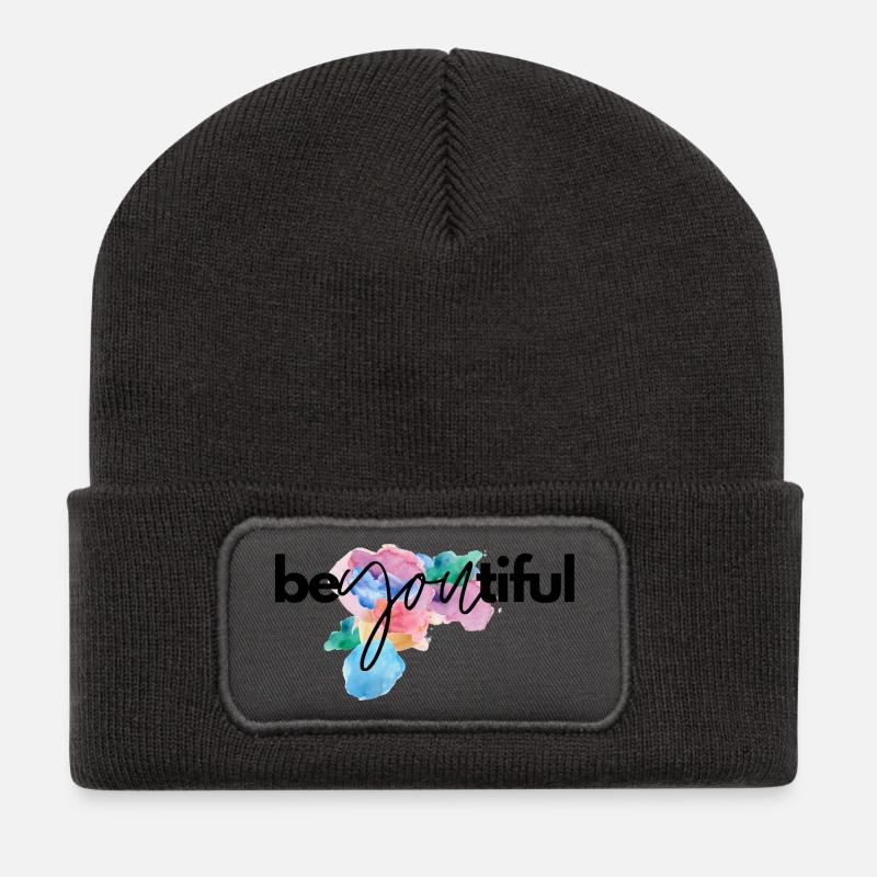 be you tiful - Recycelte Patch Beanie - Dunkelgrau