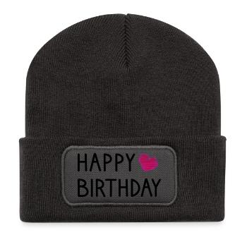 ALLES GUTE ZUM GEBURTSTAG. ALLES GUTE ZUM GEBURTSTAG. JAHRESTAG. - Recycelte Patch Beanie - Dunkelgrau - Vorne