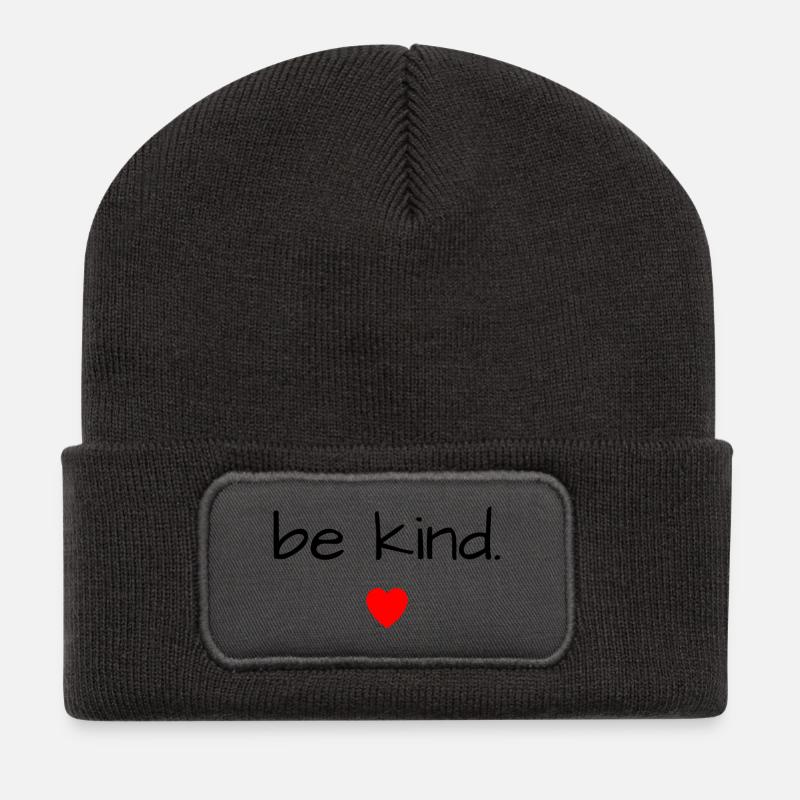 Be kind - Beanie recyclé à patch - charbon