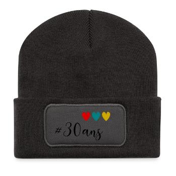 30. 30 ANS. 30e ANNIVERSAIRE. ANNIVERSAIRE 30 ANS. - Beanie recyclé à patch - charbon - Devant