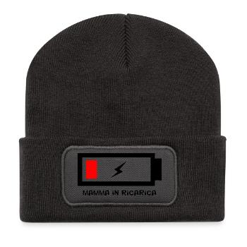 Mom charging do not disturb - Recycled Patch Beanie - dark grey - Front