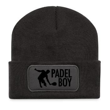 padel tennis sport boy - Recycelte Patch Beanie - Dunkelgrau - Vorne