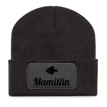 Mamitän Anker Kapitän Muttertag Nachwuchs Gebu - Recycelte Patch Beanie - Dunkelgrau - Vorne