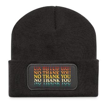 No Thank You - Recycelte Patch Beanie - Dunkelgrau - Vorne