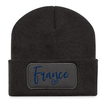 Frankreich Herz Frauenliebe Frankreich - Recycelte Patch Beanie - Dunkelgrau - Vorne