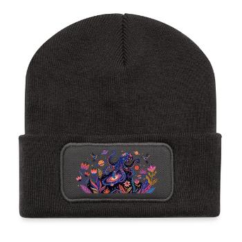 Psychedelic Kraken Bülten Nature Animals Pattern - Recycled Patch Beanie - dark grey - Front