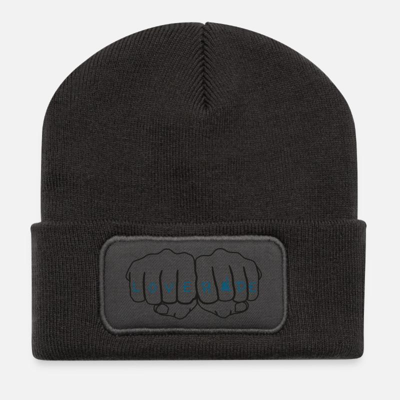 Fahren_statt_hassen - Beanie recyclé à patch - charbon