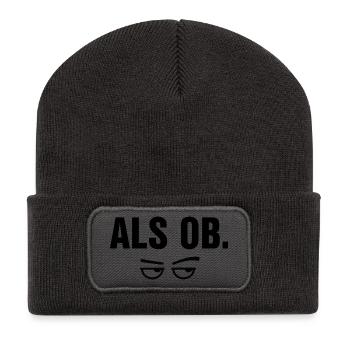 As if funny sarcasm irony saying with eyes - Recycled Patch Beanie - dark grey - Front