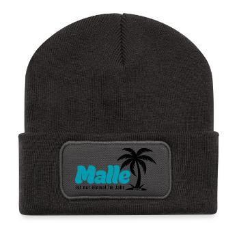 Malle Palmen Strand Vibe - türkis 2026 - Recycelte Patch Beanie - Dunkelgrau - Vorne