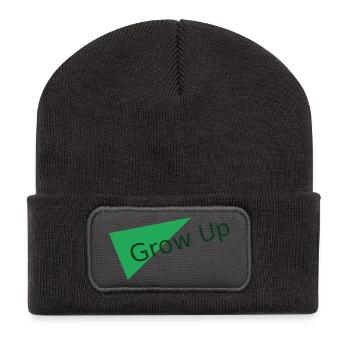 Motif du triangle vert grandissant - Beanie recyclé à patch - charbon - Devant
