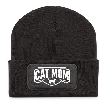 Blason vintage de la Cat Mom - Beanie recyclé à patch - charbon - Devant