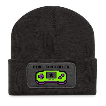 Pixel Controller Logo Grafik - Recycelte Patch Beanie - Dunkelgrau - Vorne