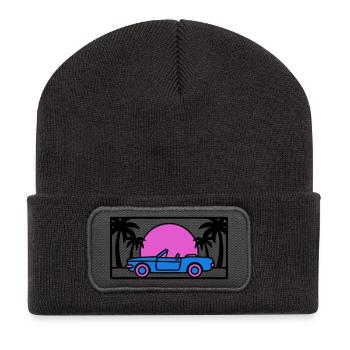 Convertible Palm Trees Sunset Graphic - Recycled Patch Beanie - dark grey - Front