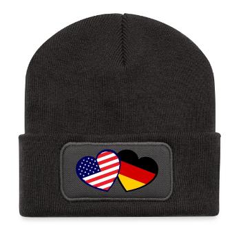 Double Nations Heart USA-Germany - Recycled Patch Beanie - dark grey - Front