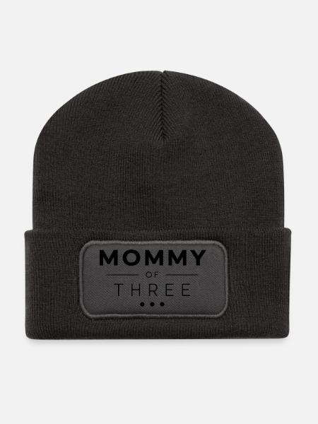 Mommy of Three – Mama von drei Kindern - Recycelte Patch Beanie - Dunkelgrau