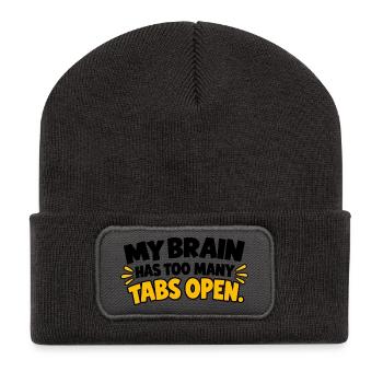 Lustiges Überdenken-Zitat - Recycelte Patch Beanie - Dunkelgrau - Vorne