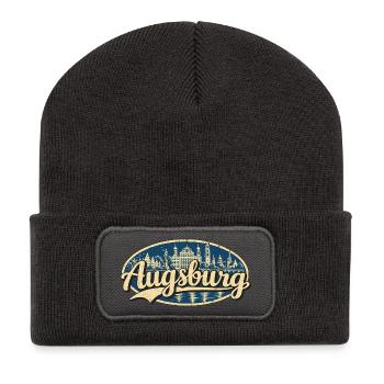 Augsburg Vintage Stadtmotiv - Recycelte Patch Beanie - Dunkelgrau - Vorne