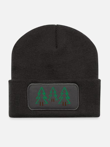 bäume weihnachten - Recycelte Patch Beanie - Dunkelgrau