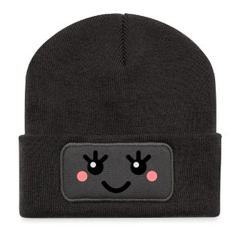 cute_face - Recycled Patch Beanie - dark grey - Front