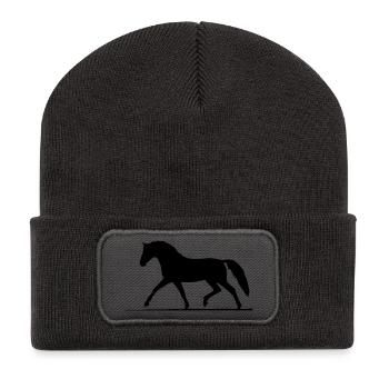Pferd - Recycelte Patch Beanie - Dunkelgrau - Vorne